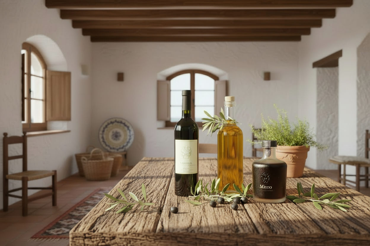 Olivenöl, Rotwein, Mirto