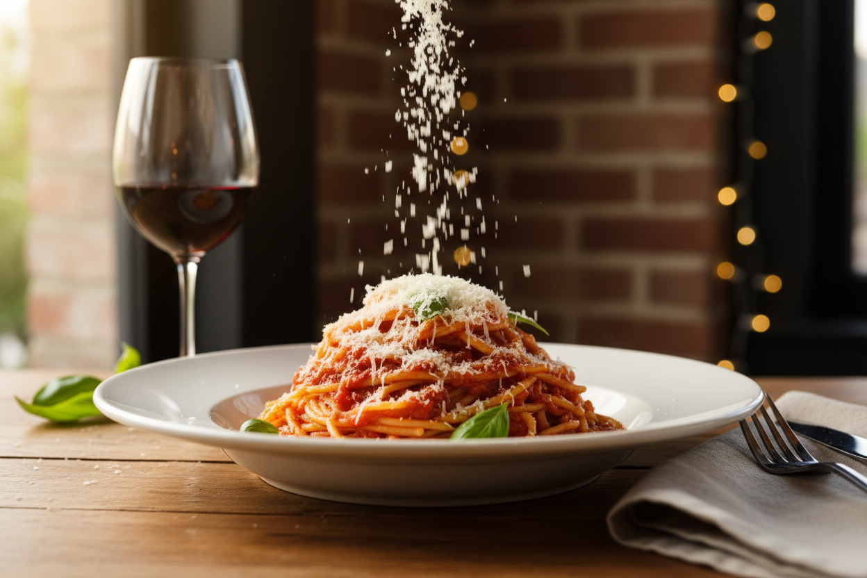 spaghetti mit geriebenem Käse 